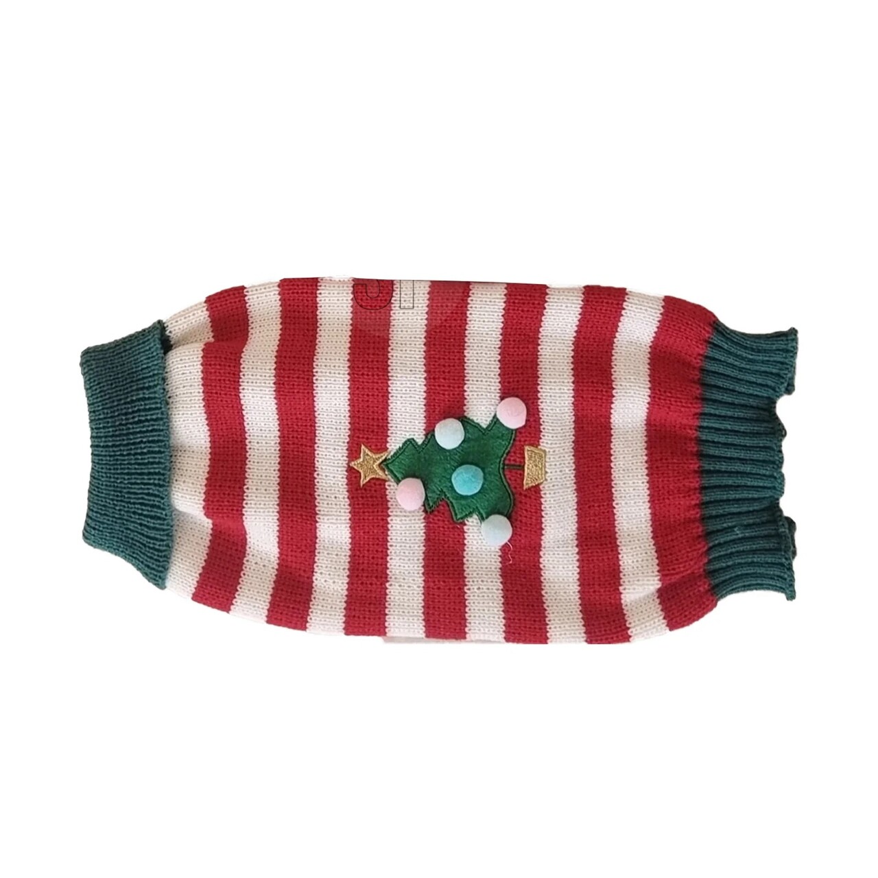 Pulover de Craciun pentru catei si pisici Xmas v2, Excellent Houseware, 30x35 cm, verde/alb/rosu - imagine 3